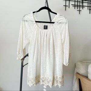 NWT Sheer and Flowing Blouse with Lace Hem - M